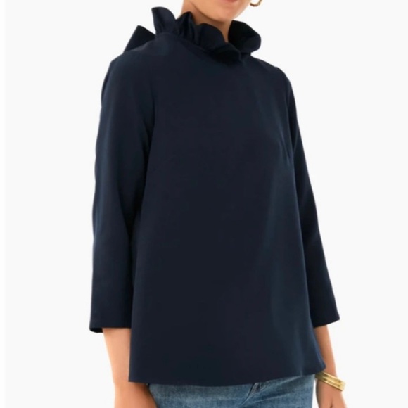 Tuckernuck Faye Bow Blouse Top-Navy-Women’s XXS & XL-Preppy-Feminine-Modest-NEW - Picture 2 of 16